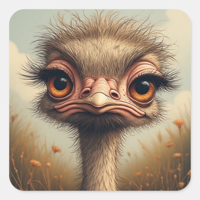 Pegatina Cuadrada "Sassy Baby Emu Sticker" Sheet (Anverso)