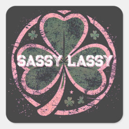 Pegatina Cuadrada Sassy Lassy Grunge Plover Clover T-Shirt