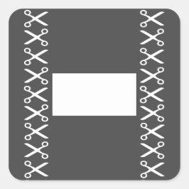 Pegatina Cuadrada Sastre de peluquería para tijeras de corte elegant