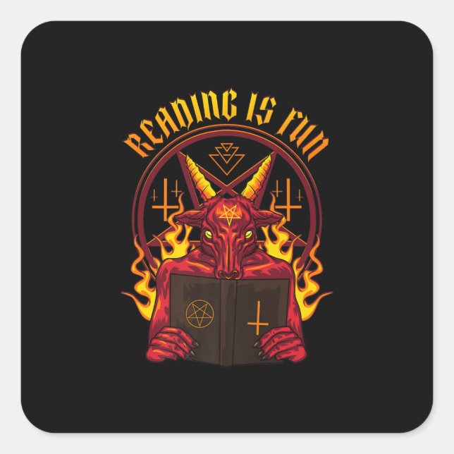 Pegatina Cuadrada Satanic Pagan Goat Premium (Anverso)