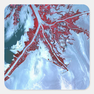 Pegatina Cuadrada Satélite de color falso