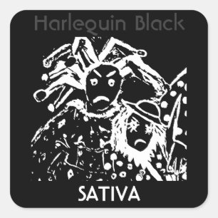 Pegatina Cuadrada Sativa negro del Harlequin