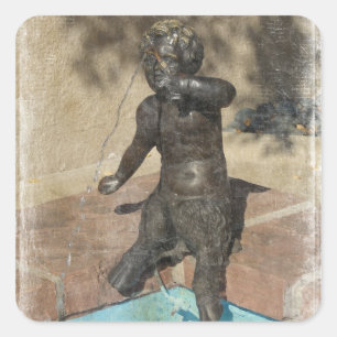 Pegatina Cuadrada Satyr Fountain