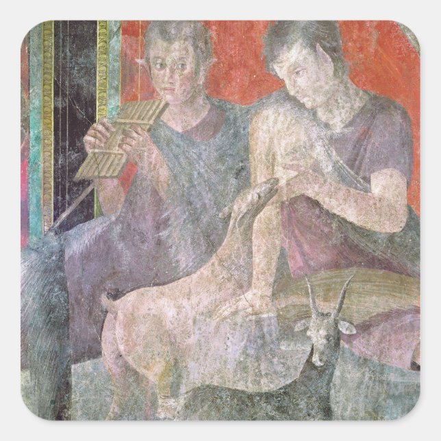 Pegatina Cuadrada Satyr y Nymph (Anverso)