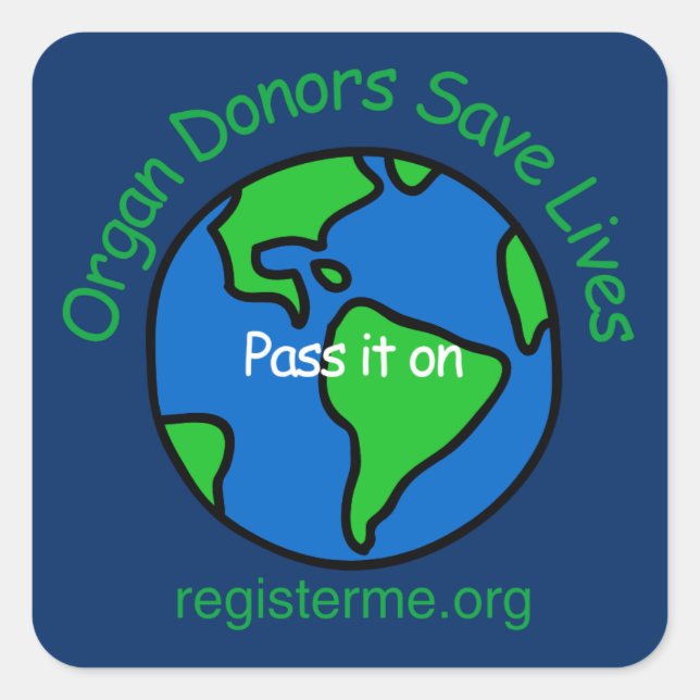 Pegatina Cuadrada Save Lives Organ Donor Awareness (Anverso)