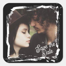 Pegatina Cuadrada Save the Date | Unique Photo Template Wedding