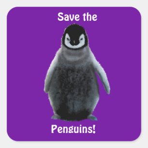 Pegatina Cuadrada SAVE THE PENGUINS Wildlife Support Pegatinas