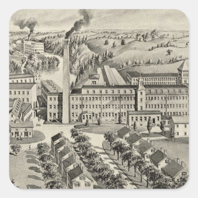 Pegatina Cuadrada Sawyer Woolen Mills (Anverso)