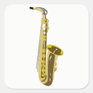 Pegatina Cuadrada Saxofón