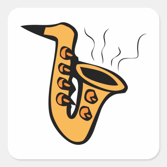 Pegatina Cuadrada Saxofón (Anverso)