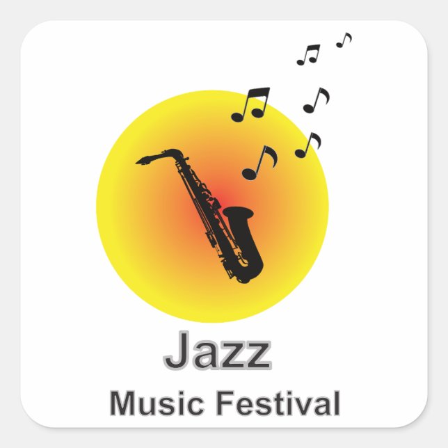 Pegatina Cuadrada Saxofón utilizado en la música jazz (Anverso)