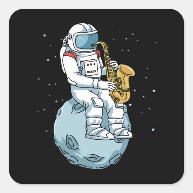 Pegatina Cuadrada Saxofonista saxofonista da música jazz saxofón (Anverso)