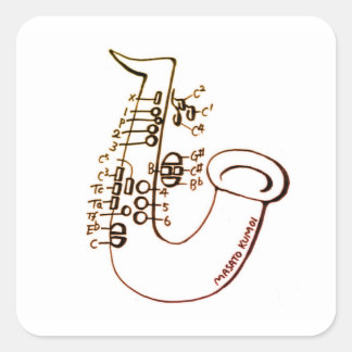 Pegatina Cuadrada saxophone fingering