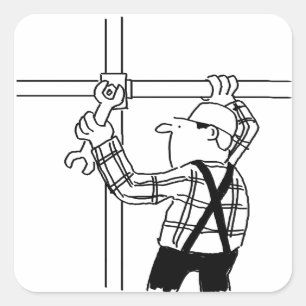 Pegatina Cuadrada Scaffolder con Scaffolding