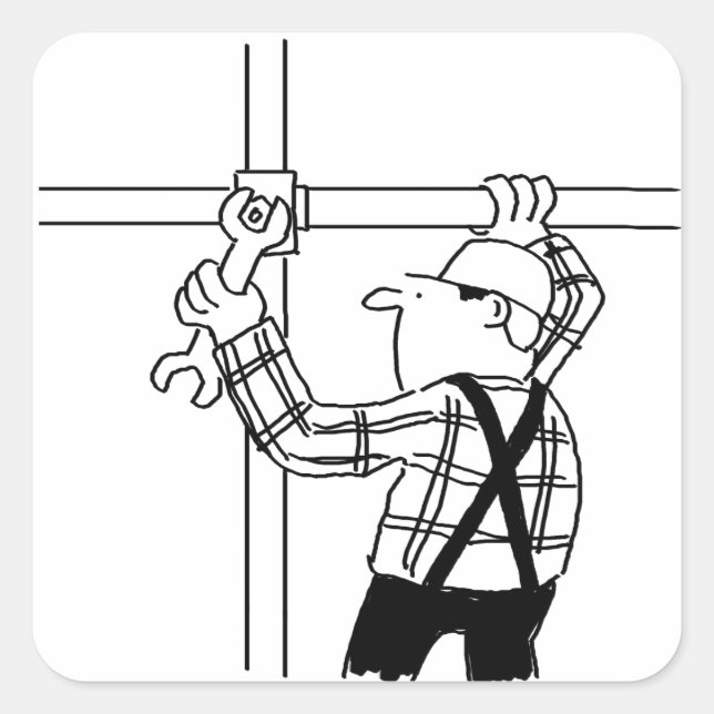 Pegatina Cuadrada Scaffolder con Scaffolding (Anverso)