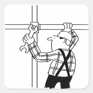 Pegatina Cuadrada Scaffolder con Scaffolding