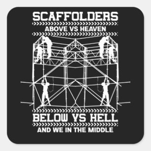 Pegatina Cuadrada Scaffolder Sky Hell En Medio De Scaffolding