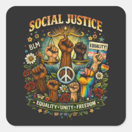 Pegatina Cuadrada Scales of Justice