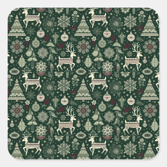 Pegatina Cuadrada Scandinavian Christmas Time (Anverso)