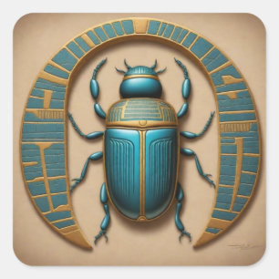 Pegatina Cuadrada Scarab egipcio sagrado