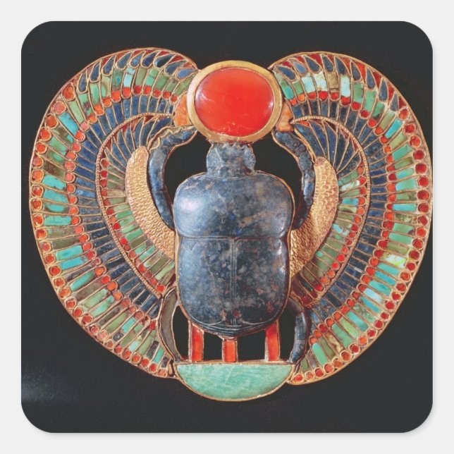 Pegatina Cuadrada Scarab pectoral, desde la tumba de Tutankhamun (Anverso)