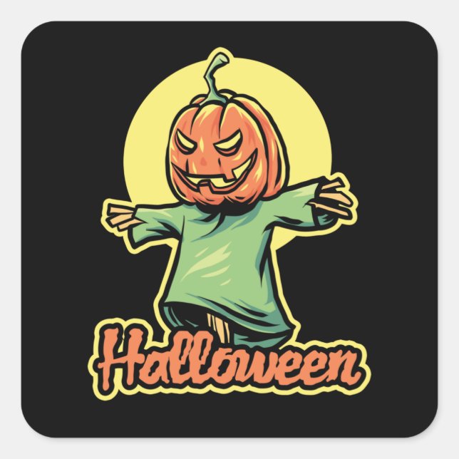 Pegatina Cuadrada Scarecrow Halloween (Anverso)