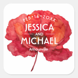 Pegatina Cuadrada Scarlet Petal Elegance