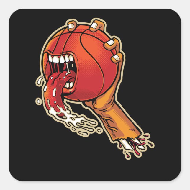 Pegatina Cuadrada Scary Basketball (Anverso)