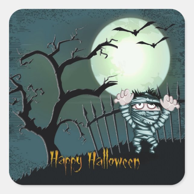 Pegatina Cuadrada Scary Halloween (Anverso)