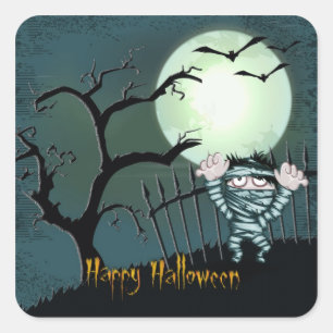 Pegatina Cuadrada Scary Halloween