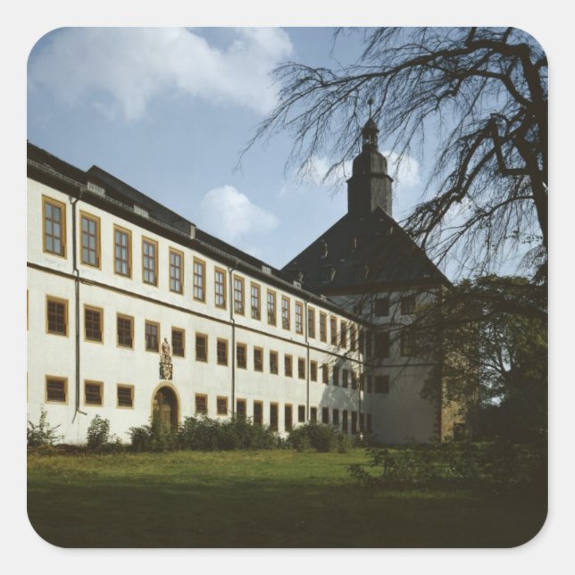 Pegatina Cuadrada Schloss Friedenstein, Gotha, construido en 1643-54 (Anverso)