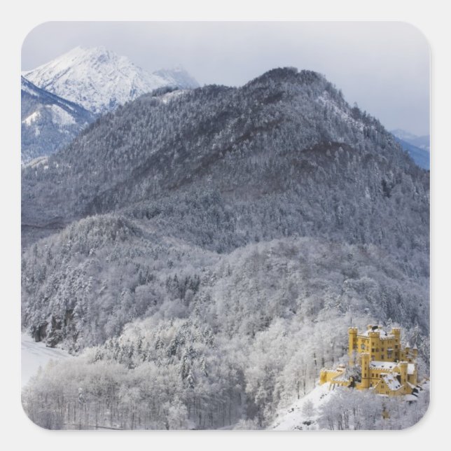 Pegatina Cuadrada Schloss Hohenschwangau (Anverso)