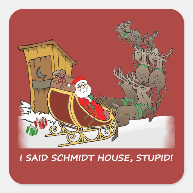 Pegatina Cuadrada Schmidt House Funny Christmas Sticker (Anverso)