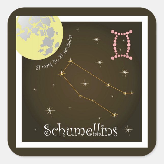 Pegatina Cuadrada Schumellins de 21 21 pegatinas matg fin zercladur (Anverso)