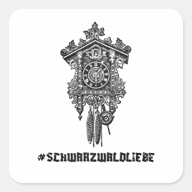 Pegatina Cuadrada Schwarzwaldliebe Schwäbisch Heimat Kuckucksuhr (Anverso)