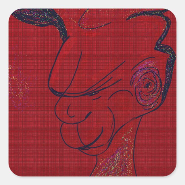 Pegatina Cuadrada Sci-fi Fantasy Hunting Dog  (Anverso)