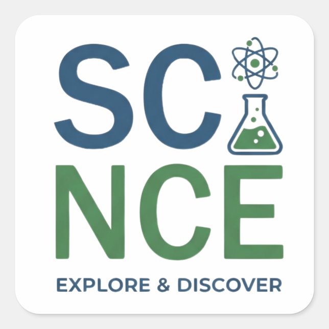 Pegatina Cuadrada Science Teacher Typography Design (Anverso)