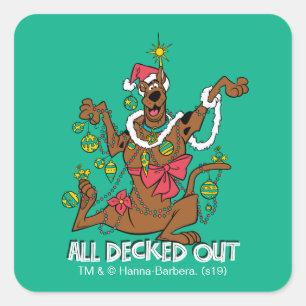 Pegatina Cuadrada Scooby-Doo All Decked Out