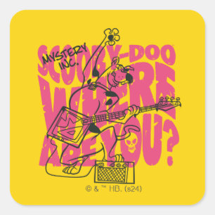 Pegatina Cuadrada Scooby-Doo ¿Dónde Estás El Punk Guitar Riff