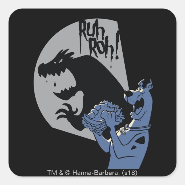 Pegatina Cuadrada Scooby-Doo Midnight Snack "¡Ruh Roh!" (Anverso)