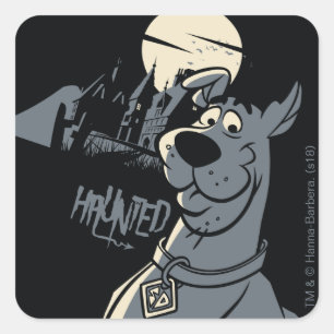 Pegatina Cuadrada Scooby-Doo Noir Haunted Mansion Graphic