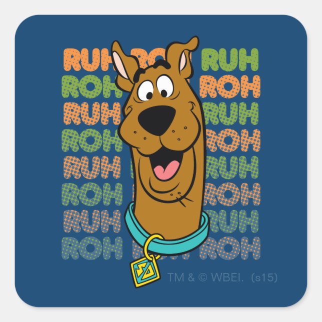 Pegatina Cuadrada Scooby-Doo Ruh Roh (Anverso)