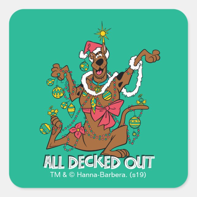 Pegatina Cuadrada Scooby-Doo Todos Decorados (Anverso)