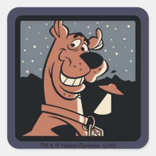 Pegatina Cuadrada Scooby-Doo With UFO