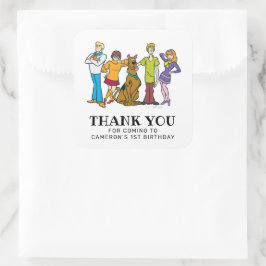 Pegatina Cuadrada Scooby-Doo y el cumpleaños de las pandillas gracia