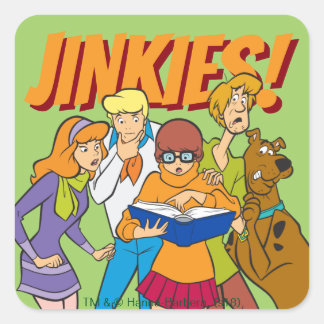 Pegatina Cuadrada Scooby-Doo y el libro de investigación de pandilla