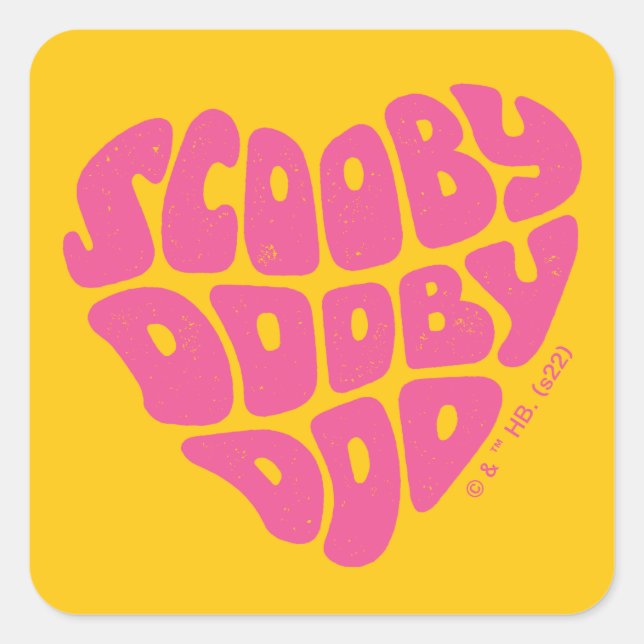 Pegatina Cuadrada Scooby Dooby Doo Heart (Anverso)