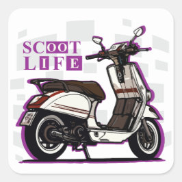 Pegatina Cuadrada Scooter