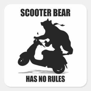 Pegatina Cuadrada Scooter Bear