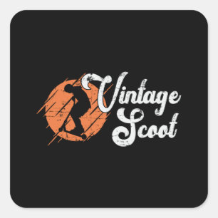 Pegatina Cuadrada Scooter Vintage Scoot Escooter Stunt Retro